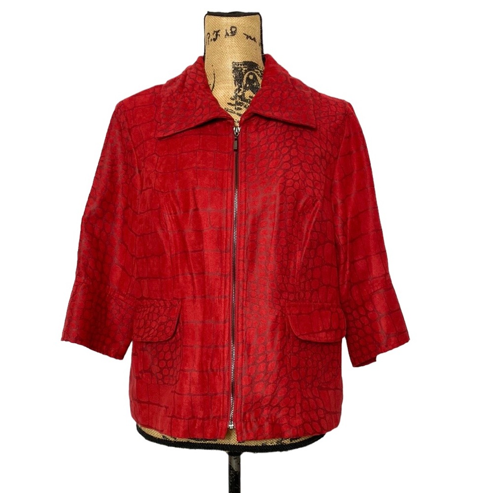Tribal Studio Red Animal Print Zip-Up Jacket Petit Large